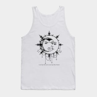 Sun and Moon,live by the sun love by the moon,vintage black and white illustration Tank Top